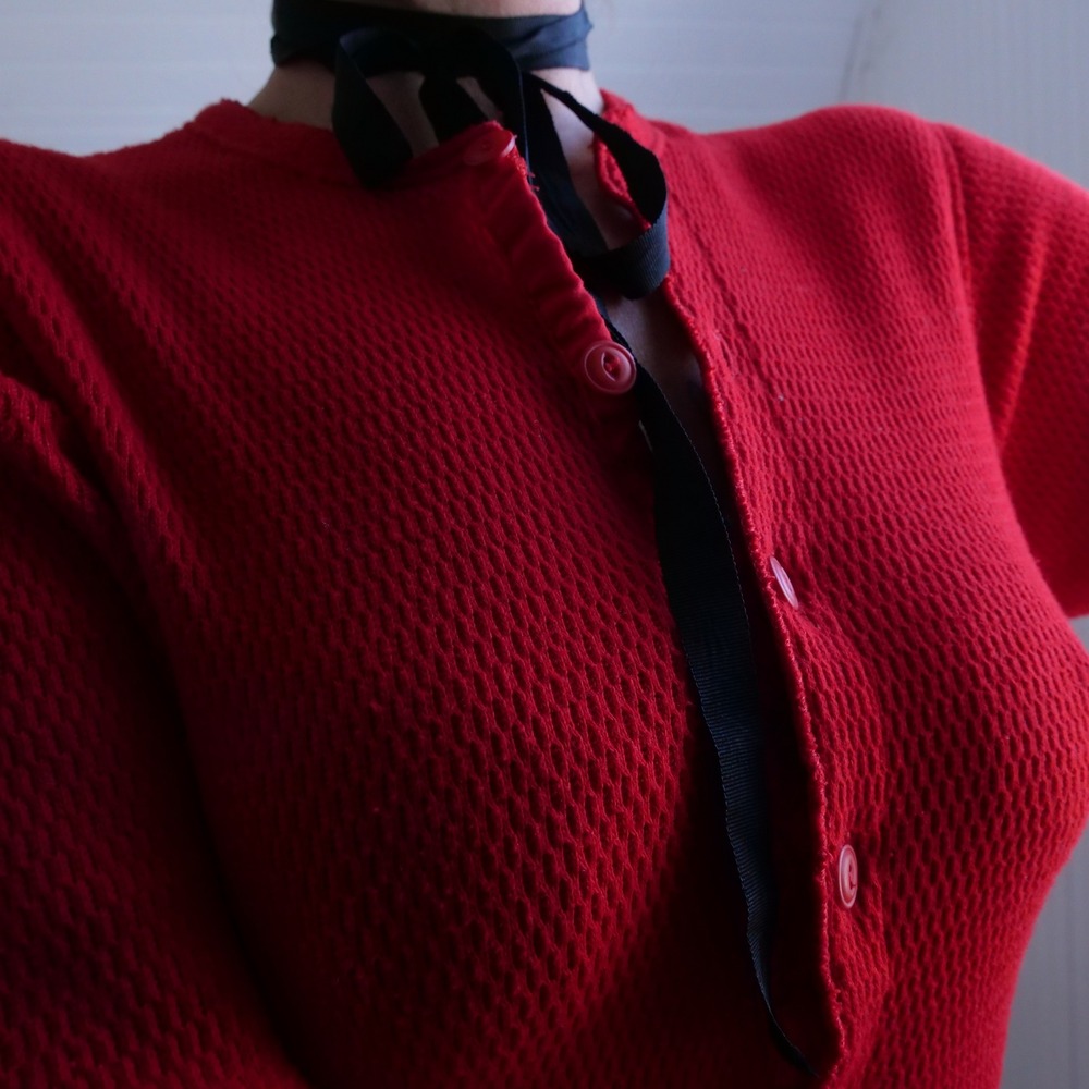 Great vintage 90s red waffle cotton/poly long johns‎ onesie - Picture 7 of 8